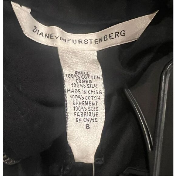 Diane Von Furstenberg 100% Cotton Black Embellished Top NWT Size 6 - Picture 9 of 9